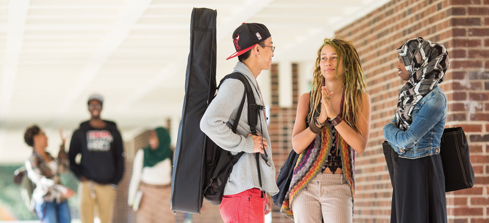 Students walking on campus